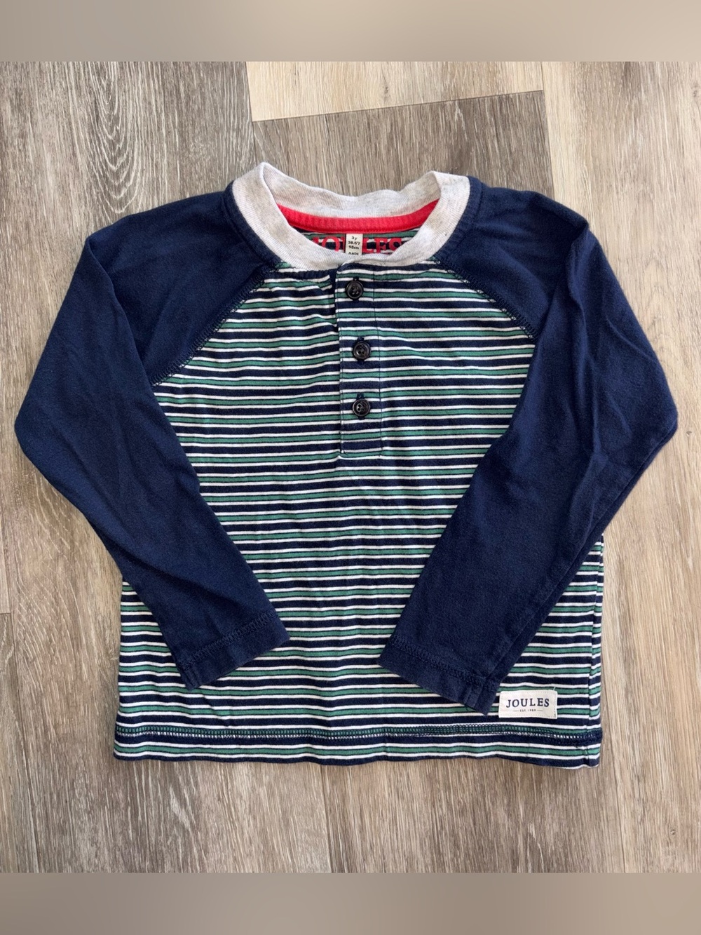 Joules Boys Striped Long Sleeve Henley Top Boys 3Y